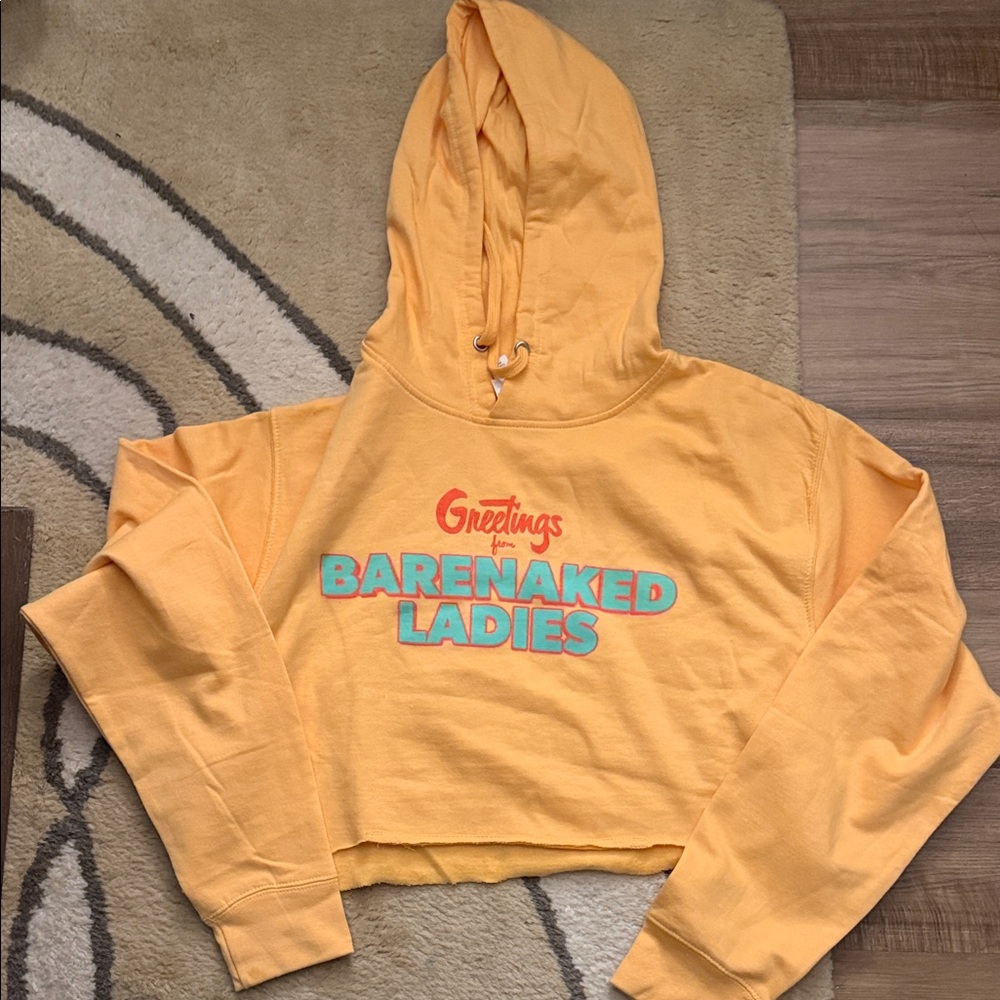 Barenaked Ladies ' Yellow Cropped Hoodie - Greetings Design